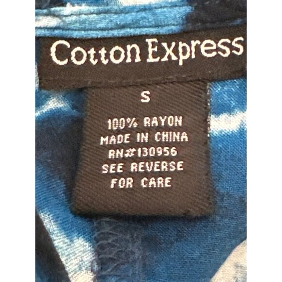 Cotton Express Blue Tie Dye Spaghetti Strap Rayon Hi Lo Blouse Size Small - Picture 5 of 8